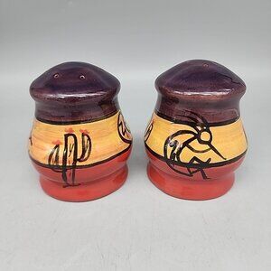 Artesa Ecuador Salt & Pepper Shakers Hand Painted Beautiful Yellow Red Purple